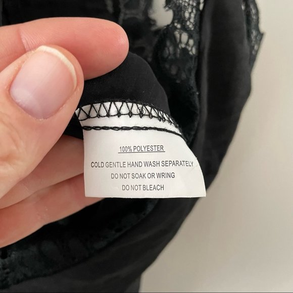 Black Lace Trimmed Camisole Bodysuit Womens Small - Picture 5 of 9